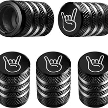 Tire Valve Stem Cap Cover - (5 Pack) Tire Air Cap Metal with Plastic Liner Corrosion Resistant Leak-Proof American Flag for Car Truck Motorcycle Bike Black