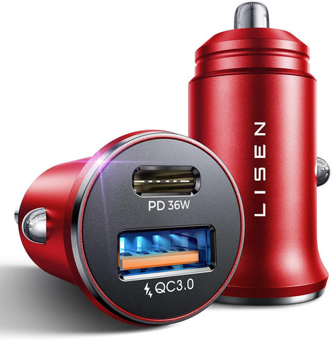 LISEN 54W Car Phone Charger USB C, Cigarette Lighter Adapter, Car Accessories for iPhone, USB C Car Charger Adapter USBC Type C 12v, Fit for iPhone 16E 16 15 14 13 12 Samsung S25 Google iPad Android