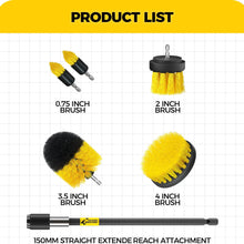 Holikme 6Pack Drill Brush Power Scrubber Cleaning Brush Extended Long Attachment Set All Purpose Drill Scrub Brushes Kit for Grout, Floor, Tub, Shower, Tile, Bathroom and Kitchen Surface，Yellow