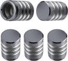 Tire Valve Stem Cap Cover - (5 Pack) Tire Air Cap Metal with Plastic Liner Corrosion Resistant Leak-Proof American Flag for Car Truck Motorcycle Bike Black