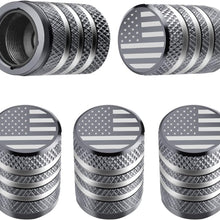 Tire Valve Stem Cap Cover - (5 Pack) Tire Air Cap Metal with Plastic Liner Corrosion Resistant Leak-Proof American Flag for Car Truck Motorcycle Bike Black