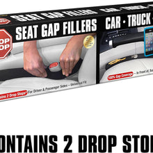 Drop Stop - The Original Patented Car Seat Gap Filler (As Seen On Shark Tank) - Between Seats Console Organizer, Set of 2 and Slide Free Pad and Light
