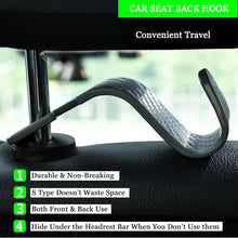 Amooca Car Seat Headrest Hook 4 Pack Hanger Storage Organizer Universal for Handbag Purse Coat fit Universal Vehicle Car Black S Type