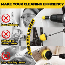 Holikme 6Pack Drill Brush Power Scrubber Cleaning Brush Extended Long Attachment Set All Purpose Drill Scrub Brushes Kit for Grout, Floor, Tub, Shower, Tile, Bathroom and Kitchen Surface，Yellow
