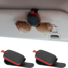 Yuoyar 2 Packs Sunglasses Holders for Car Visor - Magnetic Leather Sunglasses Holder and Ticket Card Clip - Car Visor Accessories (Black)