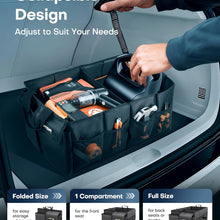 HOTOR Trunk Organizer - Car Organizer, Foldable Trunk organizer for SUVs & Sedans, Sturdy Car Organization for Car Accessories, Tools, Sundries, Black, 2 Compartments, 21.3"×12.6"×10.6"