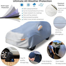 EzyShade 10-Layer Car Cover Waterproof All Weather - See Vehicle Size-Chart - Car Covers for Automobiles & Car Snow Cover - Full Exterior Covers - Winter Rain Sun SUV Sedan. Size A4 (See SizeChart)