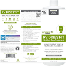 Unique RV Digest-It+ Extra-Strength Ultra-Concentrate - 32 RV Toilet Treatments - Eliminates Smells and Liquifies Waste (32 oz)