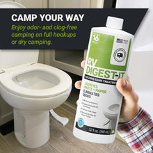 Unique RV Digest-It+ Extra-Strength Ultra-Concentrate - 32 RV Toilet Treatments - Eliminates Smells and Liquifies Waste (32 oz)