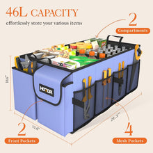 HOTOR Trunk Organizer - Car Organizer, Foldable Trunk organizer for SUVs & Sedans, Sturdy Car Organization for Car Accessories, Tools, Sundries, Black, 2 Compartments, 21.3"×12.6"×10.6"