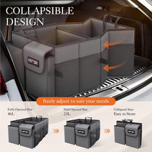HOTOR Trunk Organizer - Car Organizer, Foldable Trunk organizer for SUVs & Sedans, Sturdy Car Organization for Car Accessories, Tools, Sundries, Black, 2 Compartments, 21.3"×12.6"×10.6"