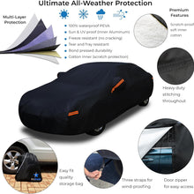 EzyShade 10-Layer Car Cover Waterproof All Weather - See Vehicle Size-Chart - Car Covers for Automobiles & Car Snow Cover - Full Exterior Covers - Winter Rain Sun SUV Sedan. Size A4 (See SizeChart)
