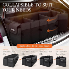 HOTOR Trunk Organizer - Car Organizer, Foldable Trunk organizer for SUVs & Sedans, Sturdy Car Organization for Car Accessories, Tools, Sundries, Black, 2 Compartments, 21.3"×12.6"×10.6"
