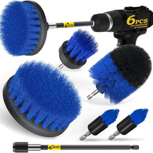 Holikme 6Pack Drill Brush Power Scrubber Cleaning Brush Extended Long Attachment Set All Purpose Drill Scrub Brushes Kit for Grout, Floor, Tub, Shower, Tile, Bathroom and Kitchen Surface，Yellow