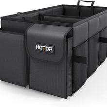 HOTOR Trunk Organizer - Car Organizer, Foldable Trunk organizer for SUVs & Sedans, Sturdy Car Organization for Car Accessories, Tools, Sundries, Black, 2 Compartments, 21.3"×12.6"×10.6"