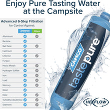 Camco Tastepure RV Water Filter - New & Advanced RV Inline Water Filter with Flexible Hose Protector - GAC & KDF Filtration - Made in USA - Camping Essentials for Fresh Drinking Water (40043)