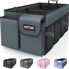 HOTOR Trunk Organizer - Car Organizer, Foldable Trunk organizer for SUVs & Sedans, Sturdy Car Organization for Car Accessories, Tools, Sundries, Black, 2 Compartments, 21.3"×12.6"×10.6"