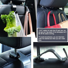 Amooca Car Seat Headrest Hook 4 Pack Hanger Storage Organizer Universal for Handbag Purse Coat fit Universal Vehicle Car Black S Type