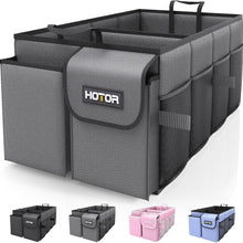 HOTOR Trunk Organizer - Car Organizer, Foldable Trunk organizer for SUVs & Sedans, Sturdy Car Organization for Car Accessories, Tools, Sundries, Black, 2 Compartments, 21.3"×12.6"×10.6"