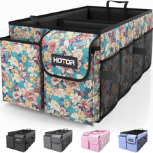HOTOR Trunk Organizer - Car Organizer, Foldable Trunk organizer for SUVs & Sedans, Sturdy Car Organization for Car Accessories, Tools, Sundries, Black, 2 Compartments, 21.3"×12.6"×10.6"