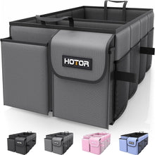 HOTOR Trunk Organizer - Car Organizer, Foldable Trunk organizer for SUVs & Sedans, Sturdy Car Organization for Car Accessories, Tools, Sundries, Black, 2 Compartments, 21.3"×12.6"×10.6"