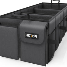 HOTOR Trunk Organizer - Car Organizer, Foldable Trunk organizer for SUVs & Sedans, Sturdy Car Organization for Car Accessories, Tools, Sundries, Black, 2 Compartments, 21.3"×12.6"×10.6"