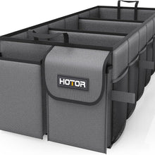HOTOR Trunk Organizer - Car Organizer, Foldable Trunk organizer for SUVs & Sedans, Sturdy Car Organization for Car Accessories, Tools, Sundries, Black, 2 Compartments, 21.3"×12.6"×10.6"