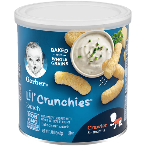 Gerber Lil' Crunchies Baked Corn Snack, Ranch, 1.48 oz. Canister