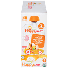 (8 Pouches) Happy Baby Hearty Meals, Stage 3, Organic Baby Food, Vegetables & Chicken with Quinoa - 4 oz