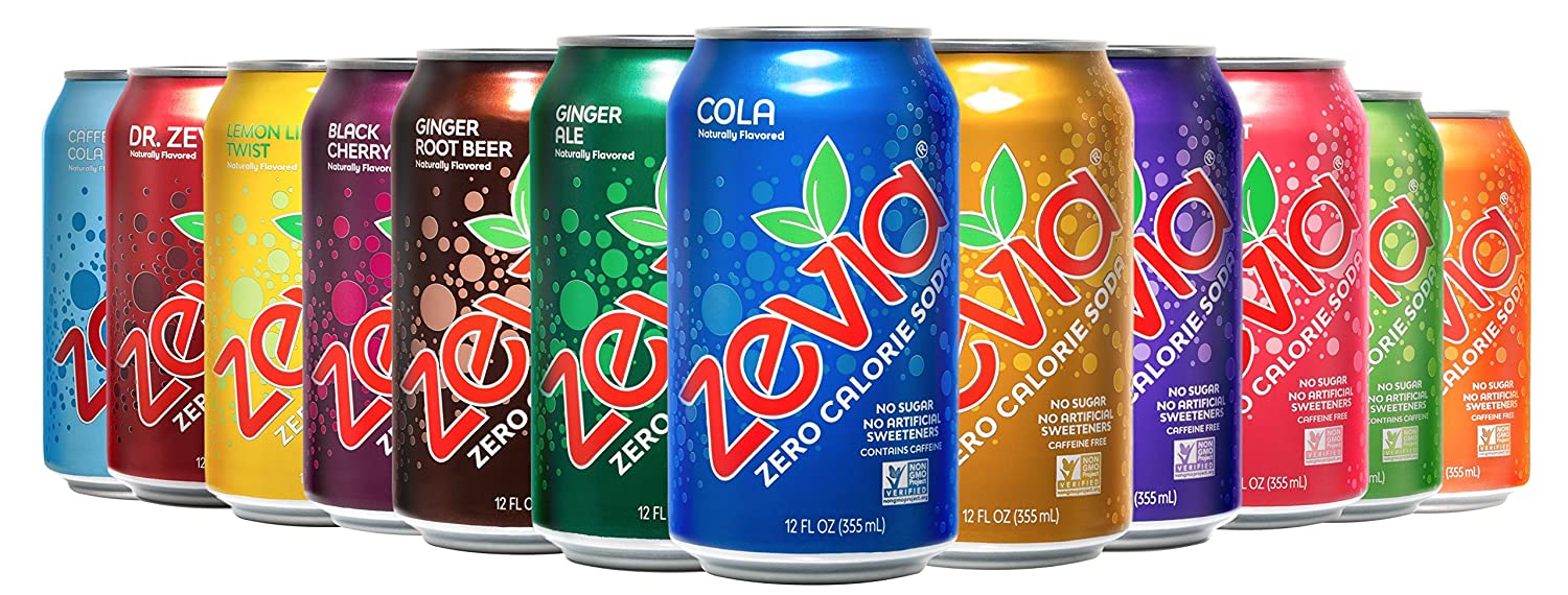 Zevia Zero Calorie Soda, Rainbow Variety Pack, Naturally Sweetened Soda, (24) 12 Ounce Cans; Cola, Ginger Root Beer, Cream Soda, Black Cherry, Dr. Zevia, Orange, Grape, and More Sugar Free Favorites