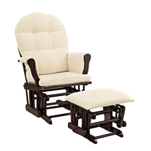 Angel Line Windsor Glider and Ottoman, Espresso Finish and Beige Cushions
