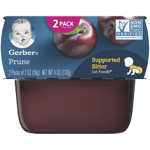 Gerber 1st Foods Prune Baby Food, 2 oz Tubs, 8 Count (Pack of 16)