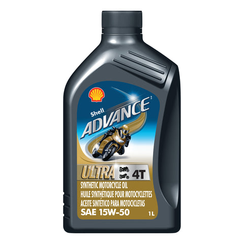 SHELL ADVANCE 4T ULTRA 15W-50 SYNTHETIC MOTORCYCLE OIL ,1 Liter