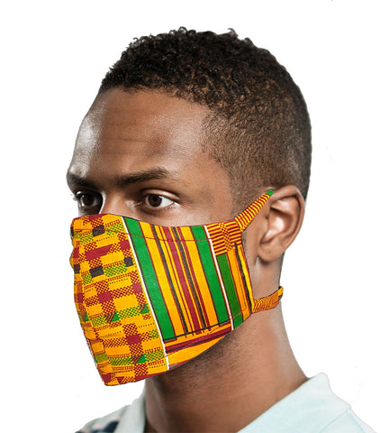 Kente African Print Adjustable, Reusable, Reversible, Face Mask Cover