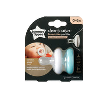 Tommee Tippee Breast-like Pacifier Soother, 0-6 months - White & Ice Blue, 2 Pack