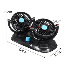 Portable 180°/360° Dual Head Car Auto Cooling Oscillating Ventilation Air Fan 2 Speed In Vehicle Fan Dash Mount For Car Alternative 12V Plug