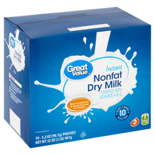 Great Value Instant Nonfat Dry Milk, 3.2 oz, 10 count