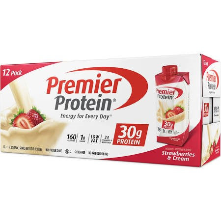 Premier Protein Shake, Strawberries & Cream, 30g Protein, 11 Fl Oz, 12 Ct