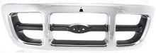 Grille Assembly Compatible with 1998-2000 Ford Ranger Chrome Shell/Gray Insert 4WD XLT Model