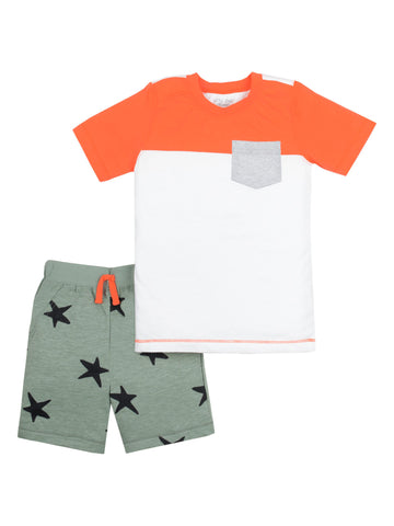 Little Star Organic Baby Toddler Boy Short Sleeve T-shirt & Shorts, 2pc Outfit Set