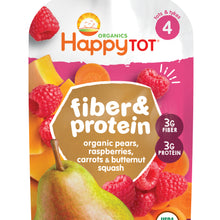 (8 Pouches) Happy Tots Organic Fiber & Protein Organic Pears, Raspberries, Butternut Squash & Carrots Fruit & Veggie Blend, 4 oz.