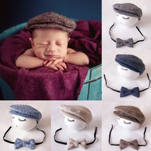 Baby Newborn Peaked Beanie Cap Hat + Bow Tie Photo Photography Prop Outfit Set New