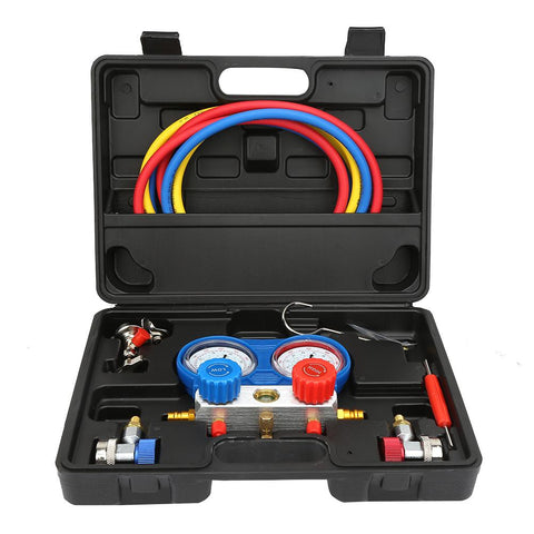 Tebru AC Diagnostic, Air Conditioning AC Diagnostic A/C Manifold Gauge Tool Set Refrigeration R-134A, Manifold Gauge