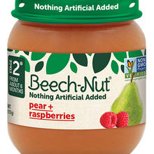 (10 Pack) Beech-Nut Stage 2, Pear & Raspberries Baby Food, 4 oz Jar