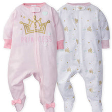 Gerber Baby Girl Zip Front Sleep N Play Pajamas, 2-Pack