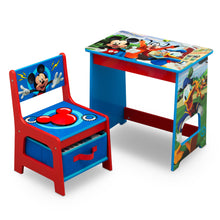 Disney Mickey Mouse 4-Piece Room-in-a-Box Bedroom Set by Delta Children - Includes Sleep & Play Toddler Bed, 6 Bin Design & Store Toy Organizer and Desk with Chair