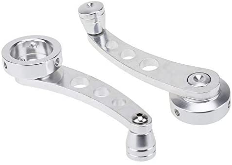 2Pcs Universal Car Window Handle Winder Riser Replacement Winder Crank Riser Window Handles Aluminum Alloy (Silver)