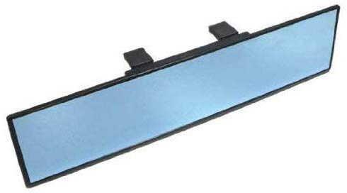 iJDMTOY Universal Fit JDM 300mm 12-Inch Wide Anti-Glare Blue Tint Flat Clip On Rear View Mirror for Car SUV Van Truck, etc