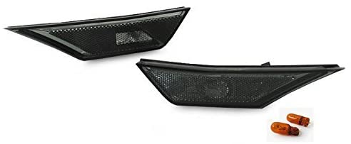 REVi MotorWerks DEPO Smoke Front Bumper Side Marker Light Set + Amber Bulbs FIT for 2016-2020 Honda Civic 2D/4D/5D