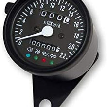 Motorize - Stainless Steel Speedometer, 1400 RPM, Ø 60 mm, Black dial, Blue Lighting